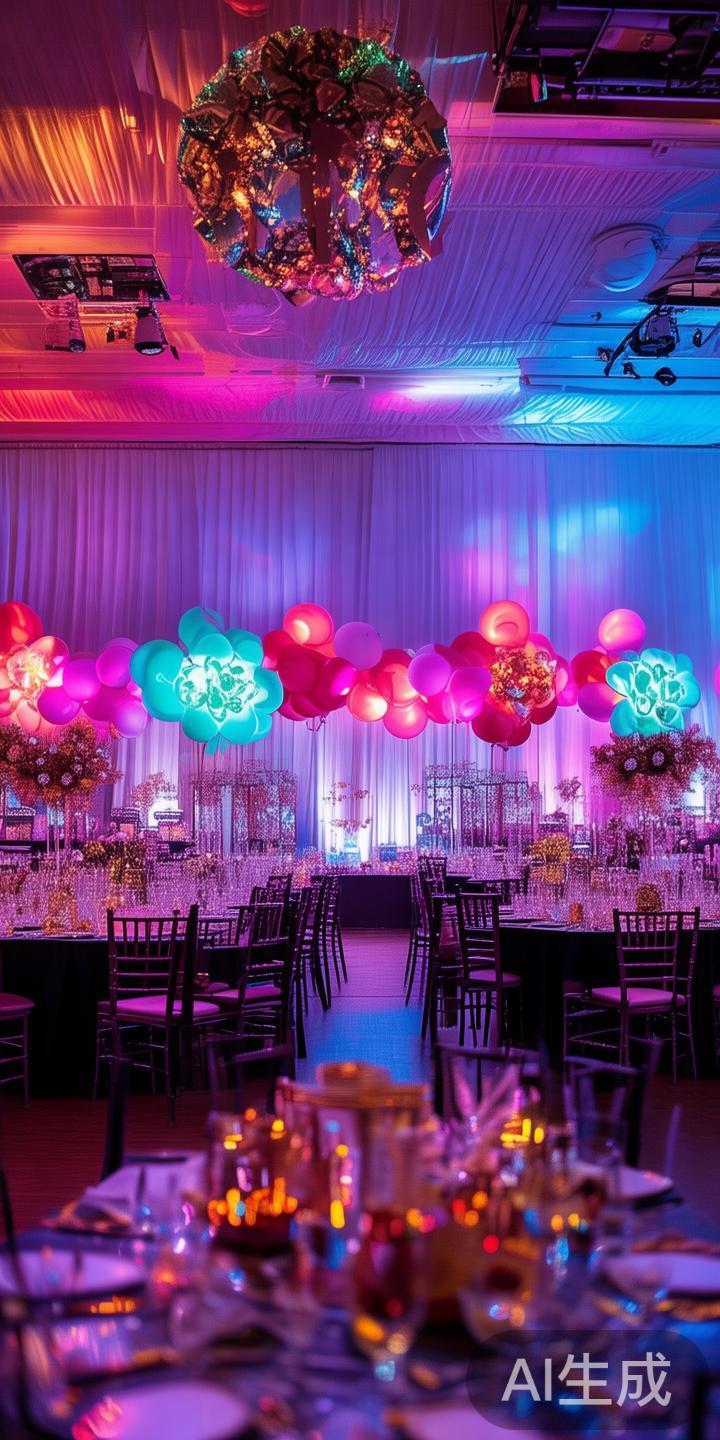 氛围是年会成功的核心之一。合理布置现场环境，通过灯